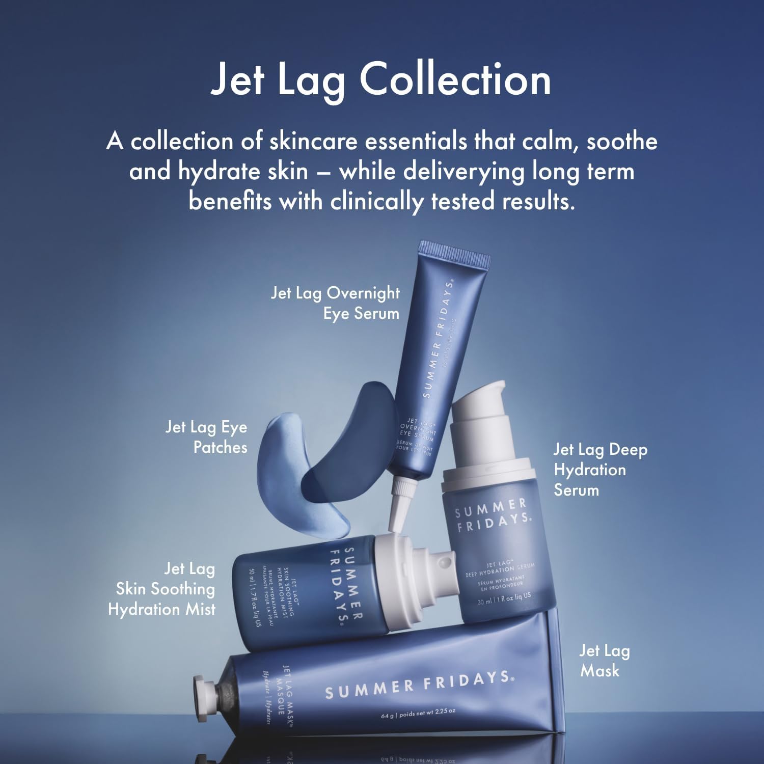 Summer Fridays Jet Lag Hydrating Eye Patches - De-puffing Hydrogel Under Eye Masks with Hyaluronic Acid, Caffeine + Peptides - Soothing + Refreshing At-Home + Travel Skin Care (6 Pairs)