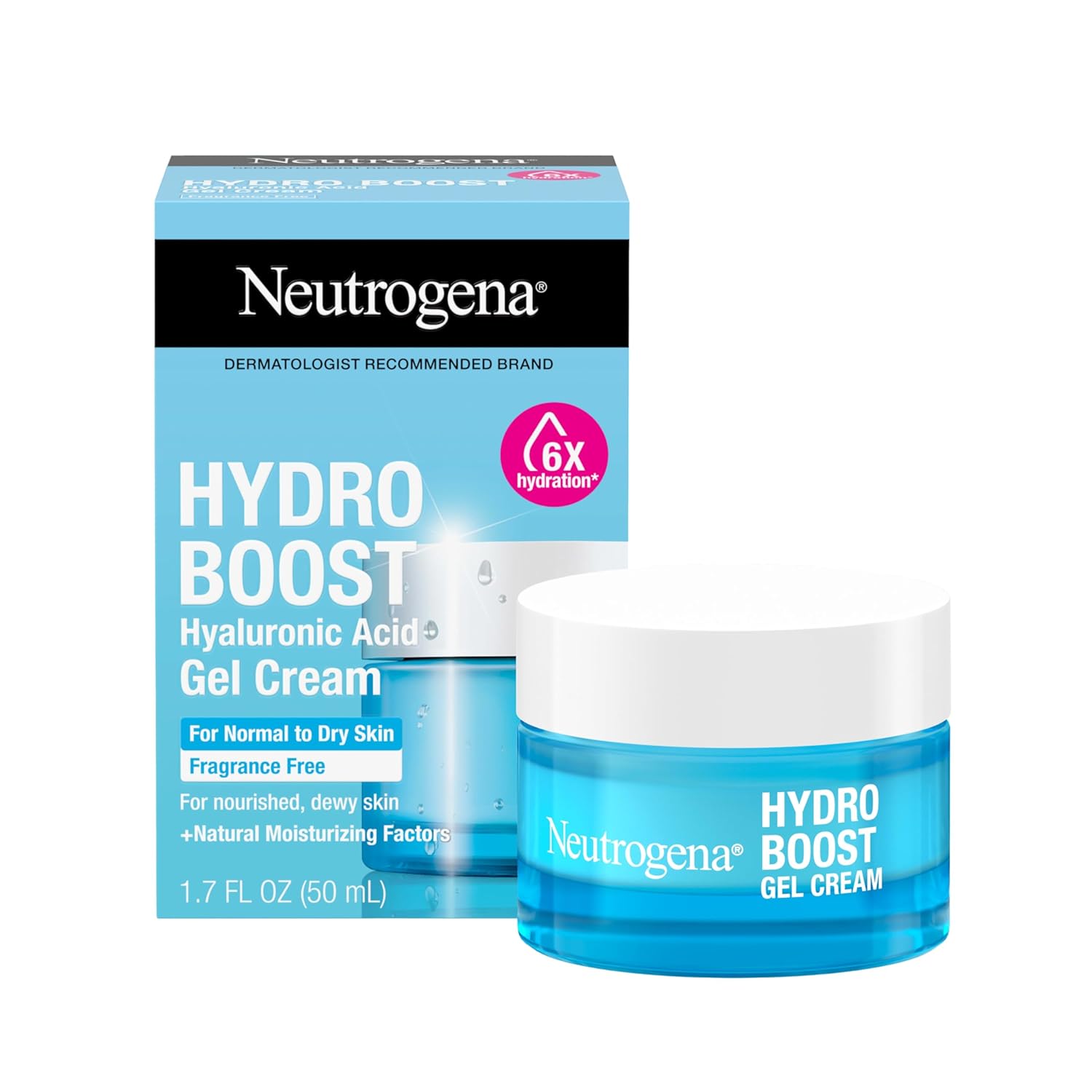 Neutrogena Hydro Boost Gel Cream, 48 Hr Hydration for Normal/Dry Skin, Fragrance Free, Face Moisturizer with Hyaluronic Acid, 1.7 oz. & Trial Size Hydrating Gel Cleanser, 0.5 fl oz, 2 Pack