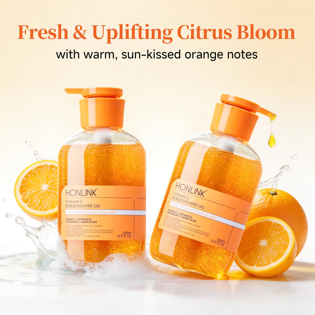 6-Piece Hydrating Vitamin C Skincare Set with Niacinamide, Daily Face Care Routine Includes Cleanser, Toner, Serum, Moisturizer, Eye Cream & Body Lotion for Self Care