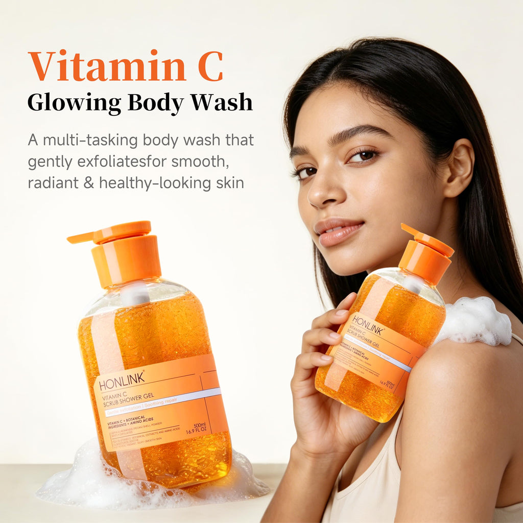 6-Piece Hydrating Vitamin C Skincare Set with Niacinamide, Daily Face Care Routine Includes Cleanser, Toner, Serum, Moisturizer, Eye Cream & Body Lotion for Self Care