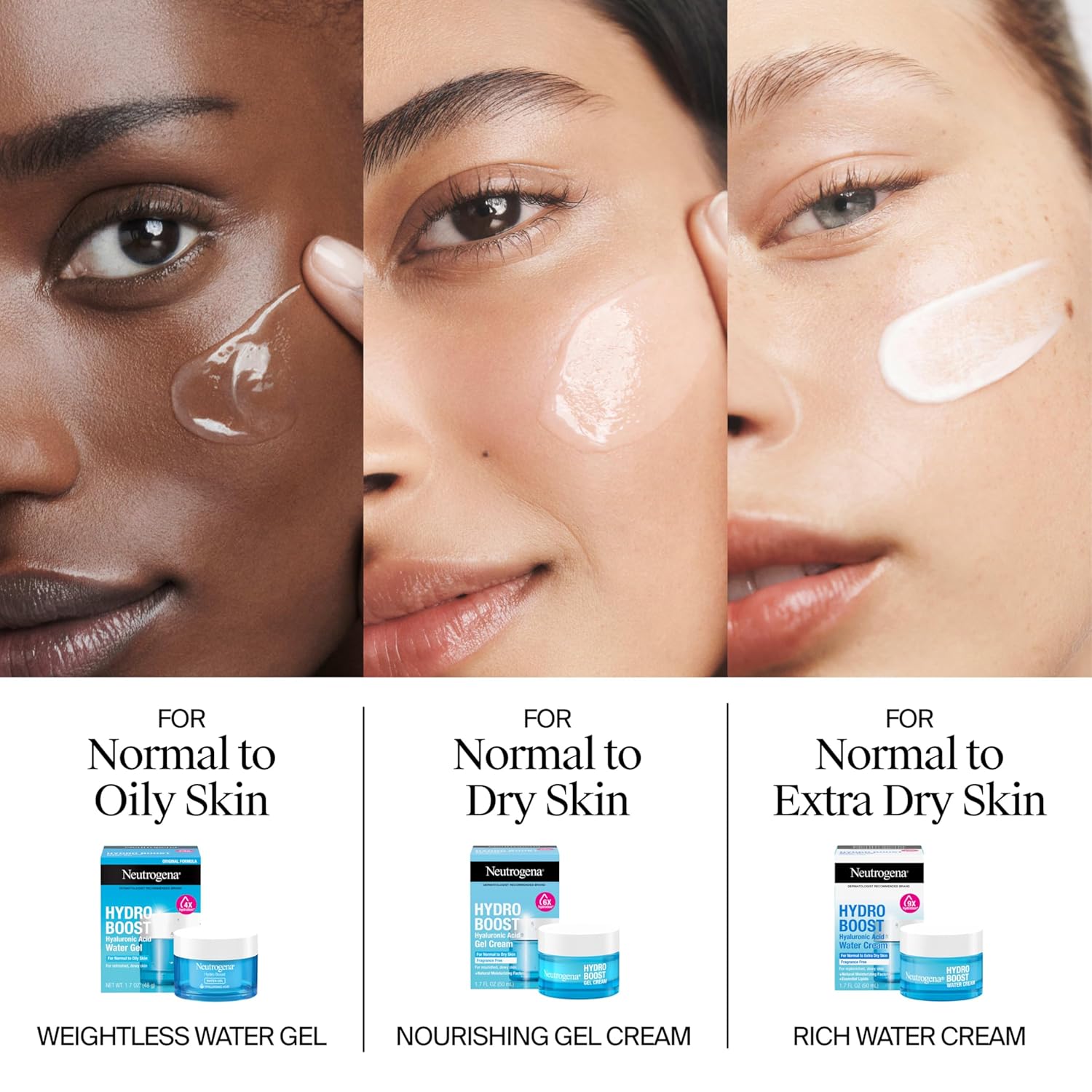 Neutrogena Hydro Boost Gel Cream, 48 Hr Hydration for Normal/Dry Skin, Fragrance Free, Face Moisturizer with Hyaluronic Acid, 1.7 oz. & Trial Size Hydrating Gel Cleanser, 0.5 fl oz, 2 Pack